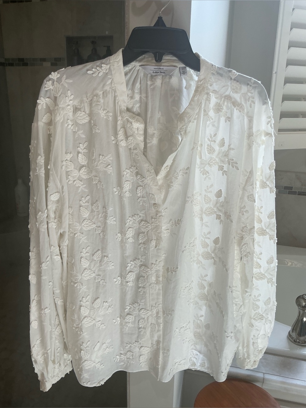 & Other Stories White Embroidered Floral Top